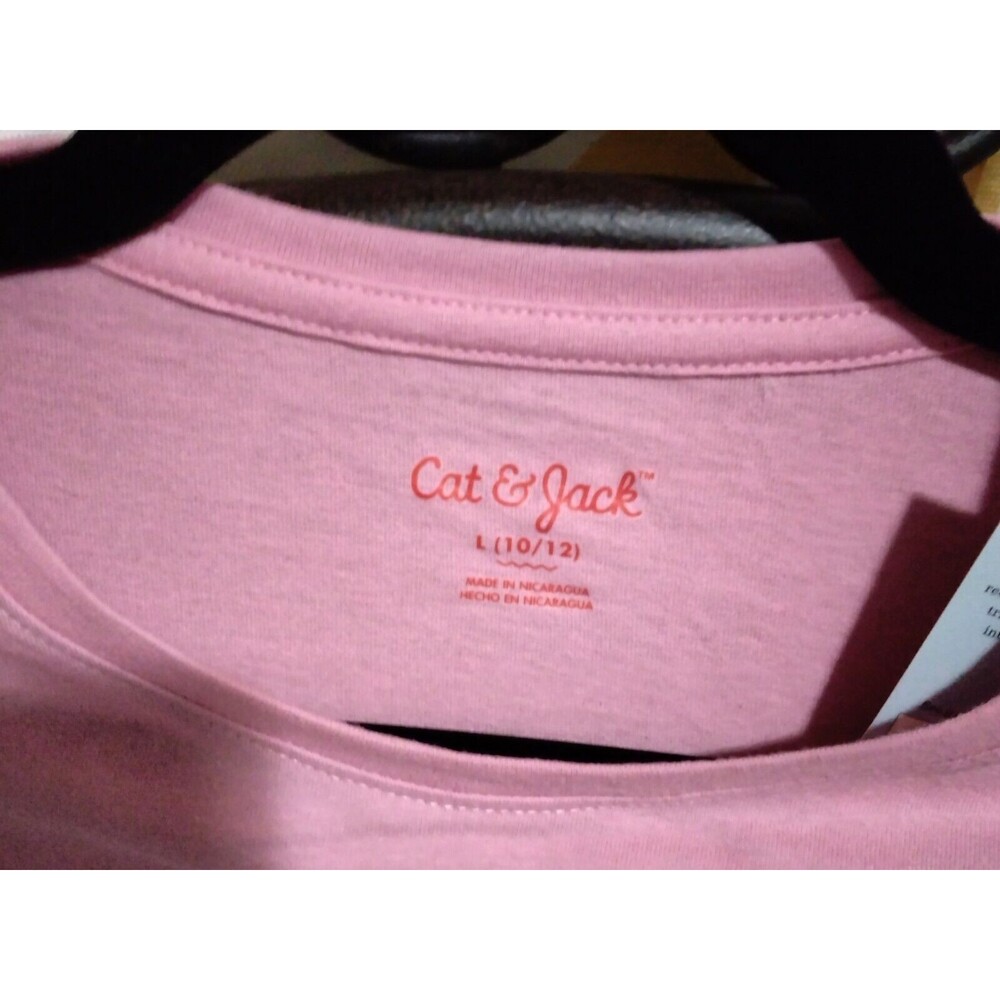 NWT, Cat & Jack Pink T-Shirt W/ Rainbow Girls Size L 10 / 12, Large Short Sleeve - Picture 5 of 10